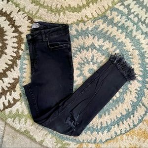 Free People Distressed Black Jeans Size 27